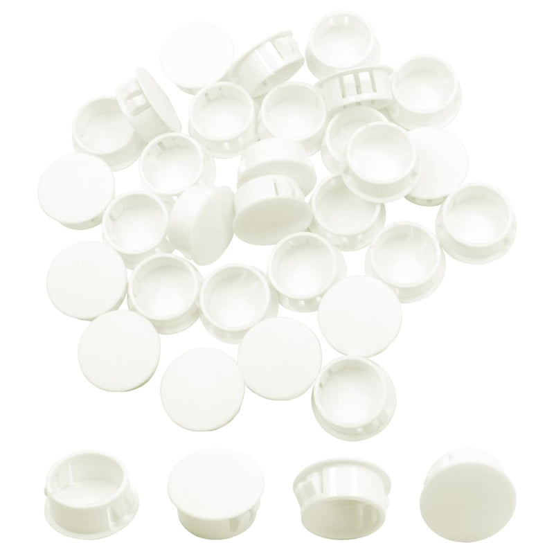 7/8 In/22 mm White Plastic Hole Plugs for Round Holes, Flush Type Panel Plugs Fastener Cover, Snap in Locking Tubing Plug Screw Hole Cover for Furniture Kitchen Cabinet, 30PCS 22mm(7/8")