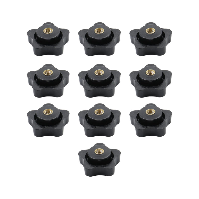 Antrader M5 Star Knobs,10Pcs Star Knob Clamping Handle Nut Thru Hole Star Knobs Nuts Screw Knurled Clamping Nut Knob Black Plastic Handle Clamping Knobs 30#M5
