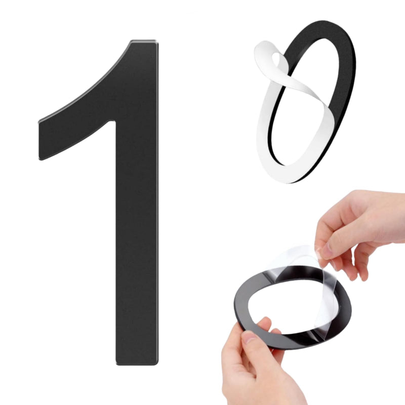 Self-adhesive 5 Inch House Numbers Acrylic House Number Modern House Numbers Black Mailbox Numbers for Outside Address Home Number for Apartments Office Hotel Room (Number 1) 5in Number 1