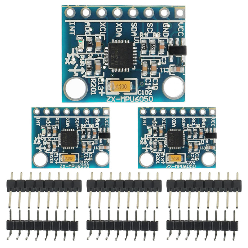 GY521 MPU6050 3 Axis Gyroscope and 3 Axis Accelerometer Module adopts 16 Bit AD Converter Data Output IIC I2C for Arduino(3 pcs)
