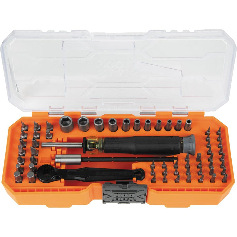 Klein Tools 32787 64-Piece Micro-Ratchet Bit Precision Driver Set with Modular Case, Magnetic, Precision, Standard Bits and Nut Drivers 64-Piece Set w/Ratchet