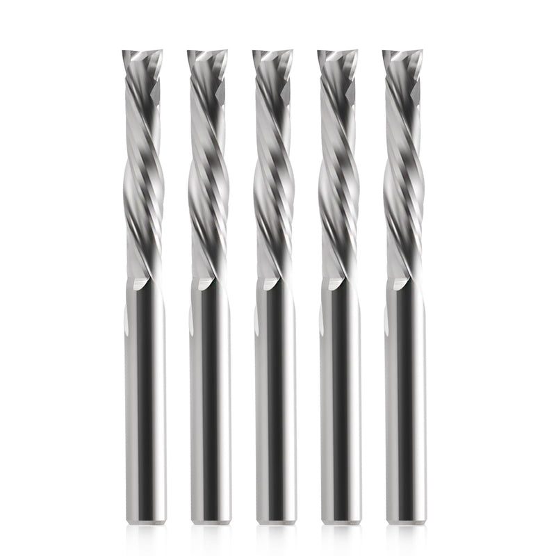 Compression CNC Spiral Router Bits 5PCS, 2 Flutes 5/32'' Shank Up Down Cut Solid Carbide End Mills, 7/8'' Cutting Length Milling Cutters CNC Bits for Wood Engraving Carving(4x22mm) 5/32'' Shank-5/32'' Dia-7/8'' CL