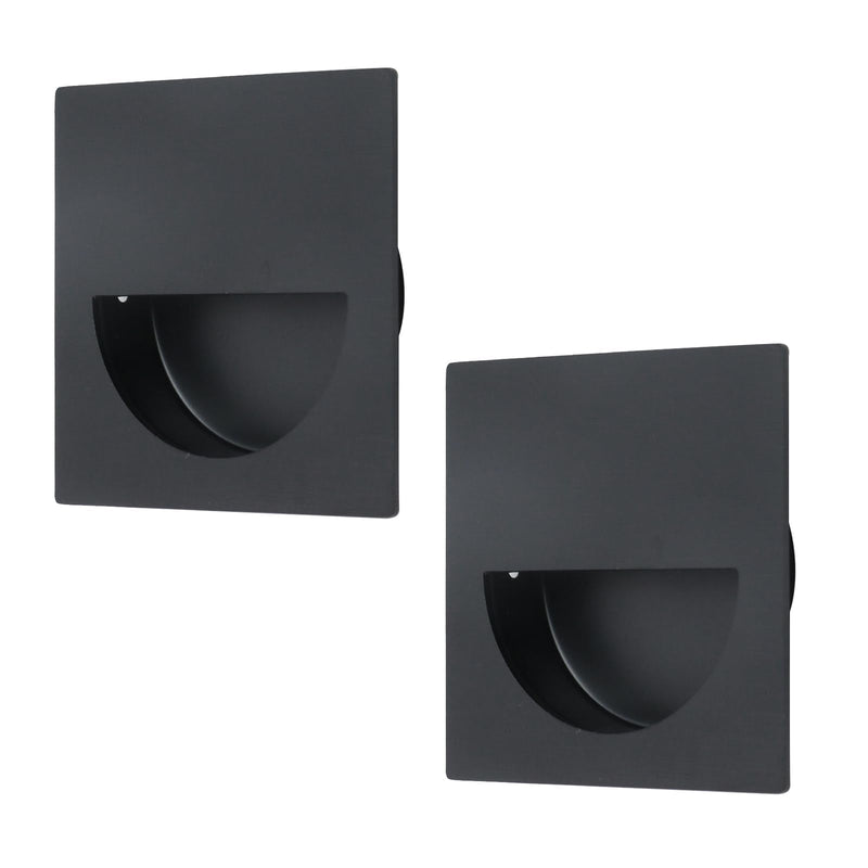 HEVSTIL 2 Pack Recessed Door Pull Square Recessed Sliding Closet Door Finger Pulls Inner Diameter 2-1/9 Inch(53mm),Flush Handles for Pocket Door Bypass Door Barn Door Handles Drawer pulls,Black 70mm Black