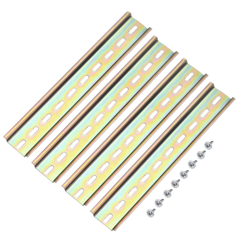 MECCANIXITY DIN Rail Slotted Iron Mounting Guide 8 Inch x 1.4 Inch x 028 Inch for Electrical Industrial Product Iridescent 4 Pcs