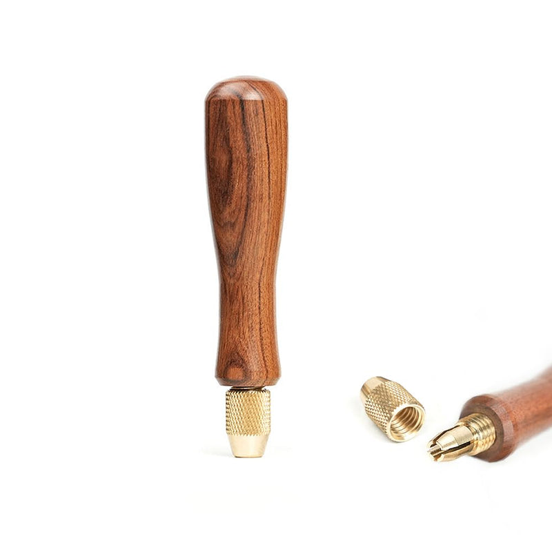 Toolcool Wood File Handle Wooden Handles with Brass Collet Chuck for Small Files with a Tang Diameter of 3.1MM-3.7MM Tang Diameter:3.1MM-3.7MM