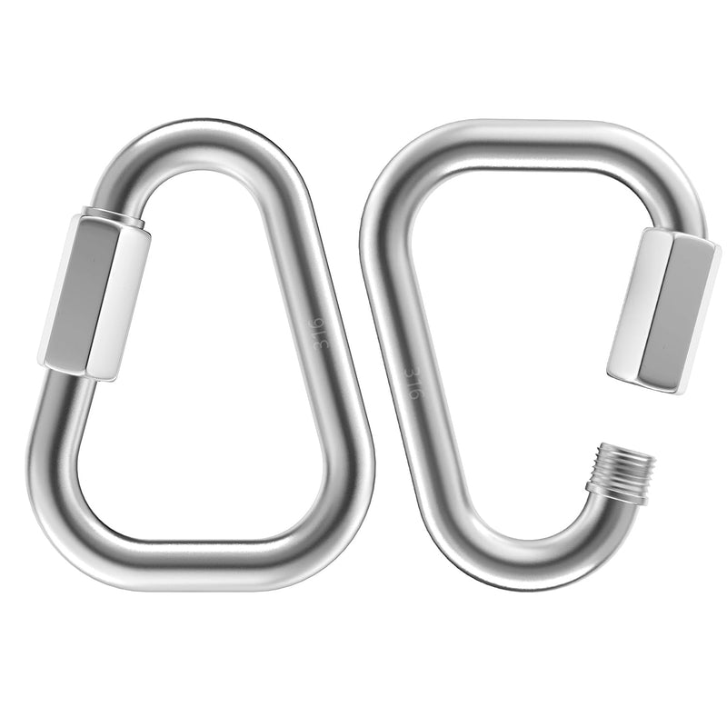 3.5 Inch Delta Quick Links 3/8 Inch 316 Stainless Steel Triangle Locking Quick Connector, M10 Quick Link Chain Heavy Duty Chain Connector - 2 Pack, 2300lbs Capacity 3.5 Inch, 2 Pack