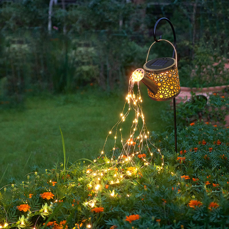 Solar Lights Outdoor Decorative, Metal Solar Watering Can Lights Waterproof, Small Hanging Solar Garden Decor Yard Lights Outside Patio Lawn, Gifts for Mom Grandma Women Birthday(Warm White) Warm White-1 pack