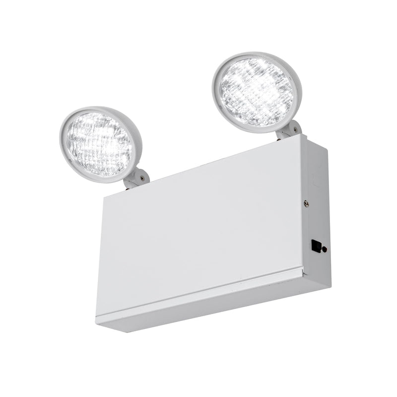 TANLUX New York City Approved Emergency Light, Emergency Lights with Battery Backup, White Steel Housing, AC 120/277V, Two Heads NYC Emergency Light With 2 Heads