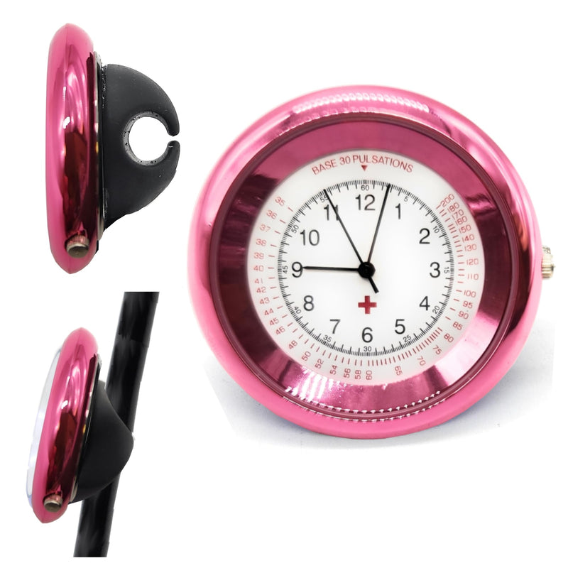 Nurse Stethoscope Watch - Lightweight Metal Frame- Attaches Directly to Stethoscope for All Medical Professionals - Pink