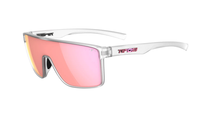 Tifosi Sanctum Sunglasses, Ideal For Cycling, Golf, Hiking, Running, Tennis & Pickleball, Lifestyle Satin Clear (Pink Mirror) Smoke