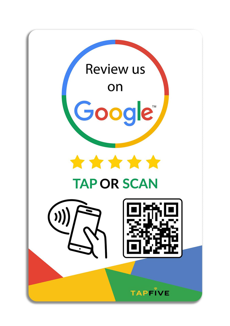 Google Review Tap Card, 1-Pack by TapFive: Reusable Smart Tap NFC & QR for Instant Reviews - iPhone & Android - Boost Business Reviews Quickly - Powered by TapSnap (1-Pack)