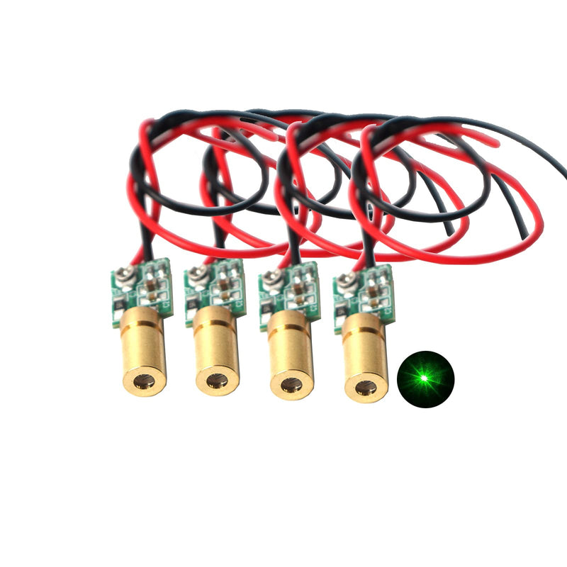520nm green line laser module industrial laser module adjustable focus (6mm-point-4pack) Point-4pack