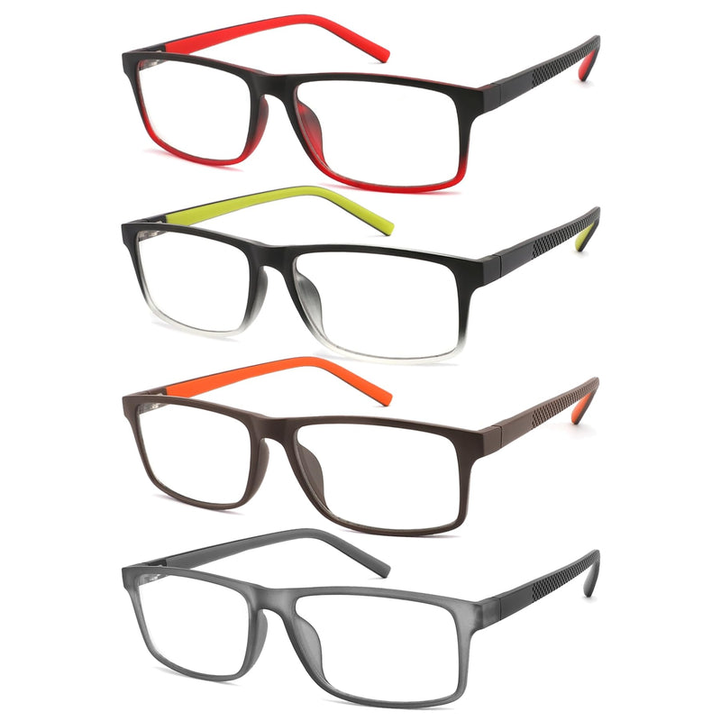4 Pack 2.75 Reading Glasses Men Readers Blue Light Blocking Computer Eyeglasses Comfortable Rubber Temple Wide Frame 4 Pack Mix a 2.75 x