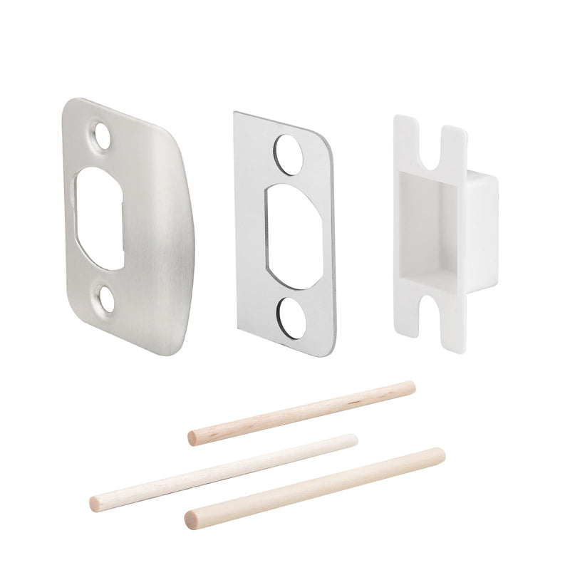 Standard Door Lock Strike Plate with Spacer Shim, Door Latch Restorer, Universal Security Striker, Repair Kits to Fix Door Won’t Latch in (Satin Nickel) 1 Pack Satin Nickel