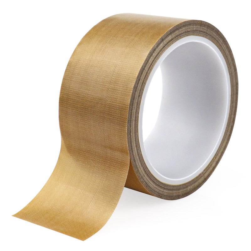 Teflon Glass Cloth Tape, (2-inch x 33 Feet x 0.18mm) High Temperature PTFE Coated Fiberglass Adhesive Tape for Vacuum Sealer Machine, Hand Impulse Sealers Insulation (2inches x 33feet) 2inches x 33feet