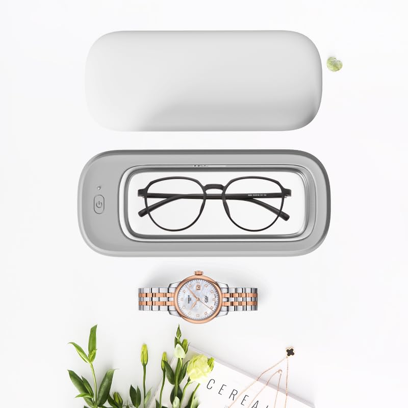 Ultrasonic Jewelry Cleaner 49kHz 10oz Portable Retainer Cleaner with Timer Professional Glasses Cleaner for Silver Ring Denture Watch