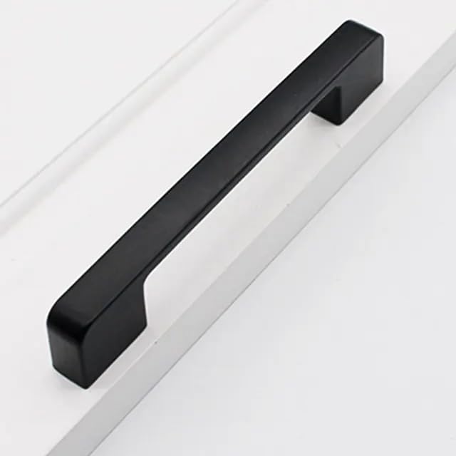 CAYBO Matte Black 5-Pack Cabinet Handle 5-inch (128mm) Hole Center. Flat Black Solid Square Bar Kitchen Cabinet Hardware Handle Pull -for Bedroom Dresser Drawer Wardrobe Door 5 Pack 5"/128mm