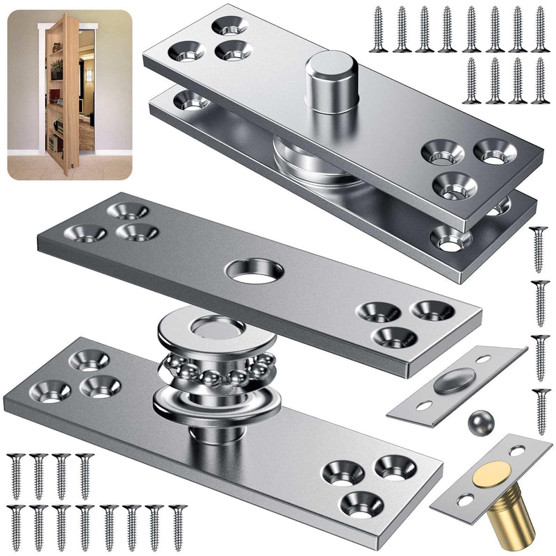 Heavy Duty Hidden Pivot Hinges for Murphy Door – 300LB Side Mount 1 Set, Stainless Steel Secret Door Hardware Kit for Bookshelf, Wood Door, and Hidden Room Entry (Center Mount 1 Set) Center Mount 300lbs 1 Set