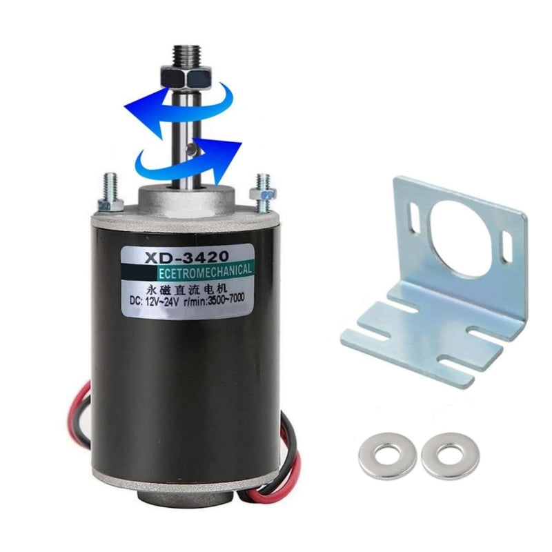 High Torque DC Motor 12v / 24v 3500/7000RPM Permanent Magnet Motor Mini DC Motor DIY Generator Motor 30W CW/CCW (Threaded Shaft)(with Bracket) (Threaded Shaft)