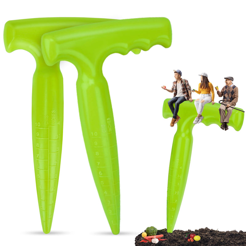 2 Pack Dibbler Gardening Tool with Measurements 6.9 inch Plastic Bulb Planting Tools with Handle Seed Dibber for Planting Bulbs Digging Gardening(Light Green)