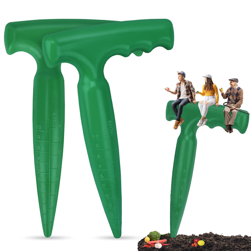 2 Pack Dibbler Gardening Tool with Measurements 6.9 inch Plastic Bulb Planting Tools with Handle Seed Dibber for Planting Bulbs Digging Gardening(Green) Green