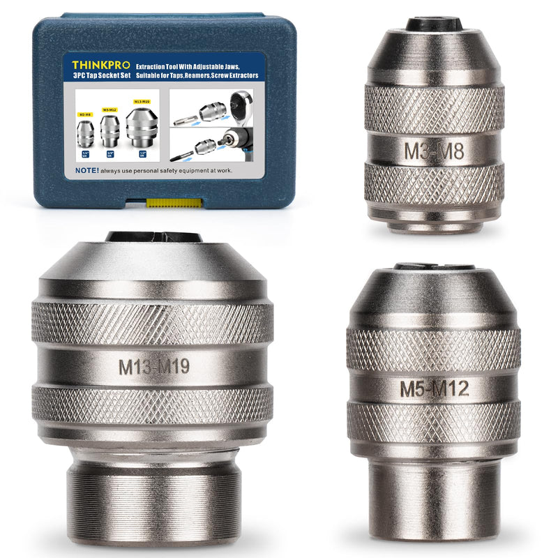 Tap Sockets,3 Pieces Tap Extractor,Adjustable Extraction Tool,Tap Handle for Taps,Reamers,Screw Extractors 3-piece