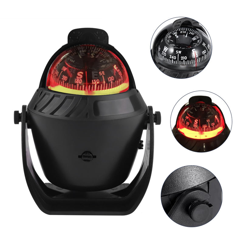 Vehicle Dashboard Compass for Car LED Light Auto Dash Mount Navigation Automobile Direction Indicator for Car Boat Truck