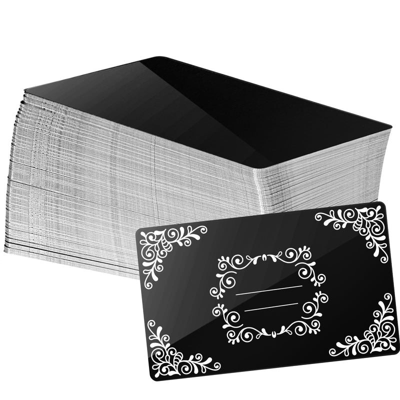 weparmeety 100 Pcs Metal Engraving Blanks Aluminum Sheet Laser Engraving Business Card Multipurpose DIY Gift Cards 86 x 54 x 0.21 mm (Black) Black