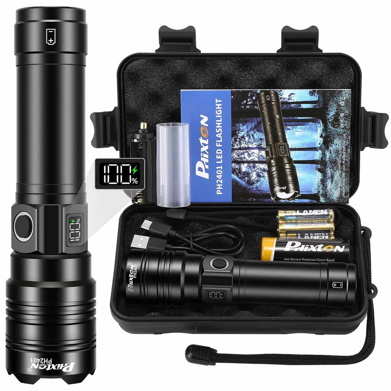 Rechargeable Flashlights 1000000 High Lumens Long Range 3280 FT, Super Bright USB C LED Flashlight Long Lasting 15 Hours, Powerful Multifunctional Strong Flash Lights, for Emergency Security Camping 31.0 Watt Hours
