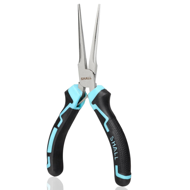 SHALL 6" Mini Needle Nose Pliers, Long Nose Pliers w/Comfort Grip Handles & Non-Serrated Drop Forged Steel Jaws, Small Needle Nose Pliers for Jewelry Making, Wire Wrapping, Crafts, Electronic Repair 1PC