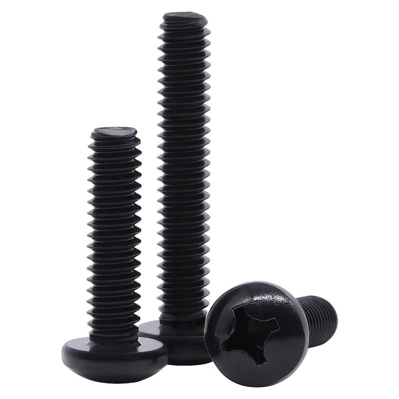 #6-32 x 1-1/4" Pan Head Machine Screws Black, Phillips Drive, 304 Stainless Steel 18-8, Black Oxide Coated Finish, Corrosion Resistant Round Head Machine Screws, Full Thread, Coarse Thread, 100 PCS #6-32 x 1-1/4"