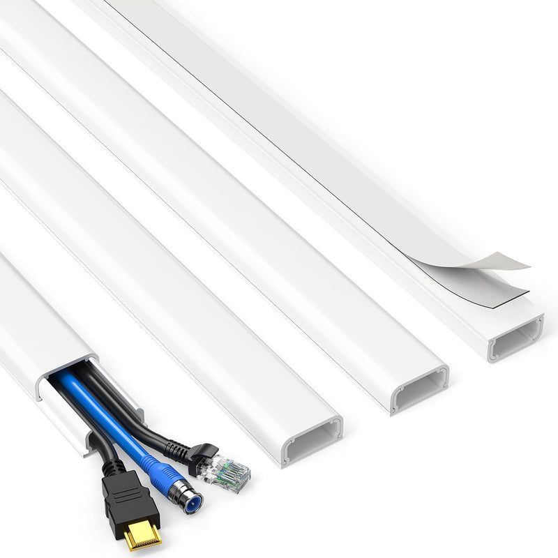 Delamu Cord Hider, 62.8in Cable Hider, Cord Covers for Wires on Wall, Wire Covers for Cords, Wire Hiders for TV on Wall, Easier Setup Cable Cover Cable Management, 4X L15.7 W0.94 H0.47in Medium White