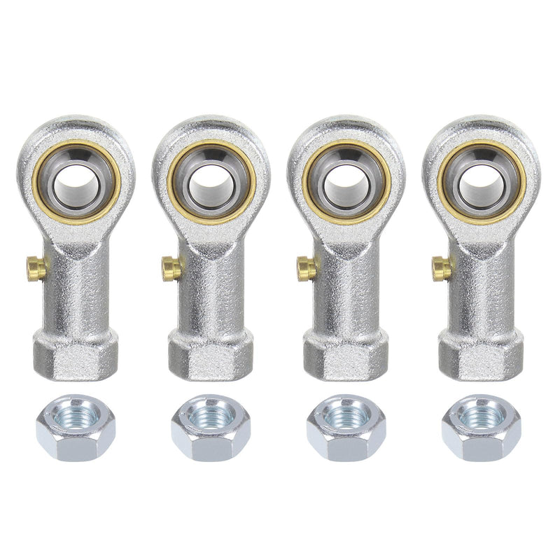 uxcell 4pcs PHSB4 Female Rod End Bearing 1/4 Inch Bore and 1/4-28 Right Hand Thread, Self-Lubricating Joint Rod Ends, Includes Jam Nuts