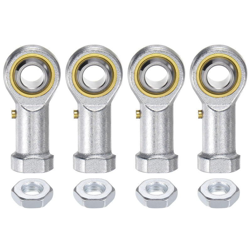 uxcell 4pcs PHS10 Female Rod End Bearing M10 Bore and M10x1.5 Right Hand Thread, Self-Lubricating Joint Rod Ends, Includes Jam Nuts
