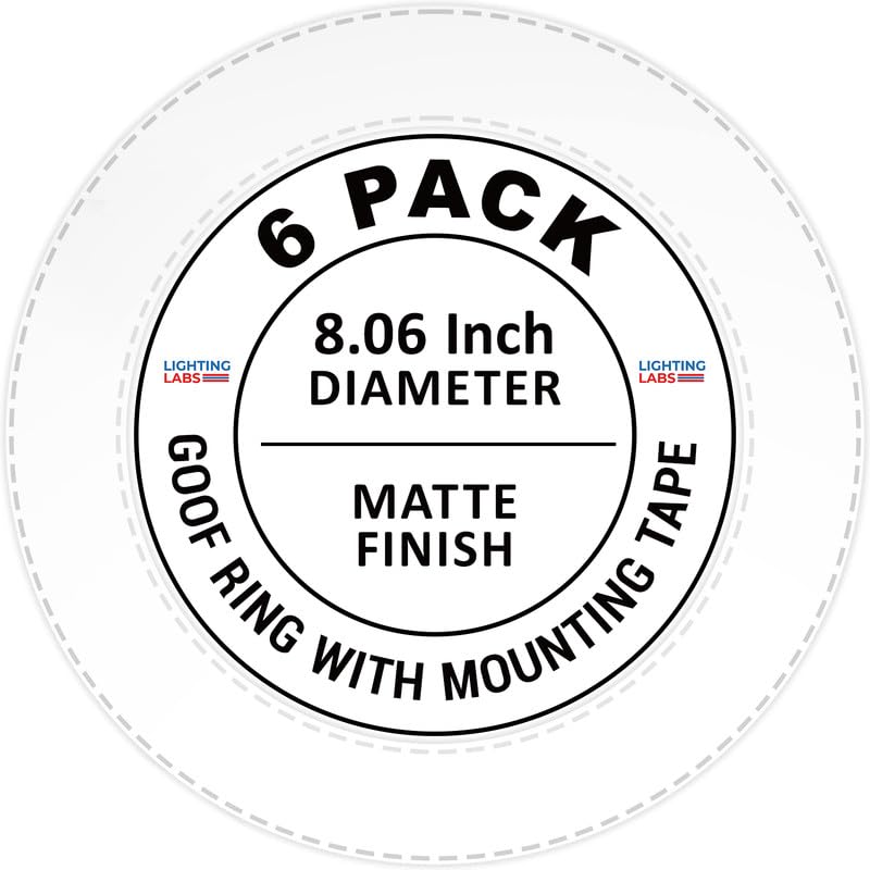 LightLabs Goof Ring Matte 6 Pack 8.06" Diameter for 6" Cans. Inlcudes Ring Tape to Fix Drywall Damage for Flush Recessed Down Lights. 6.2" Inner Diameter Recessed Light Cover Matte White 6 Packs 6 Inch