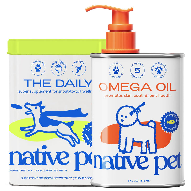 Native Pet Pack Leaders Bundle - Daily Dog Multivitamin (7 oz.) & Omega Oil for Dogs (8 oz.) - PawsPlanet Australia