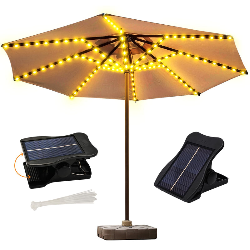 Solar Umbrella Lights, Patio Umbrella Lights Outdoor with 8 Modes 3V Solar Panel Clip 112 Led Outdoor Waterproof for Beach Deck Garden Camping Tents Party Decoration Warm White medium-sized-new