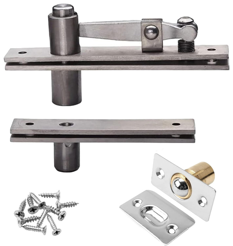 TamBee Pivot Door Hinge Hidden Door Hinges for Secret Door 304 Stainless Steel Hidden Bookcase Hinges with Door Ball Catch 170 lbs Load with Ball Catch