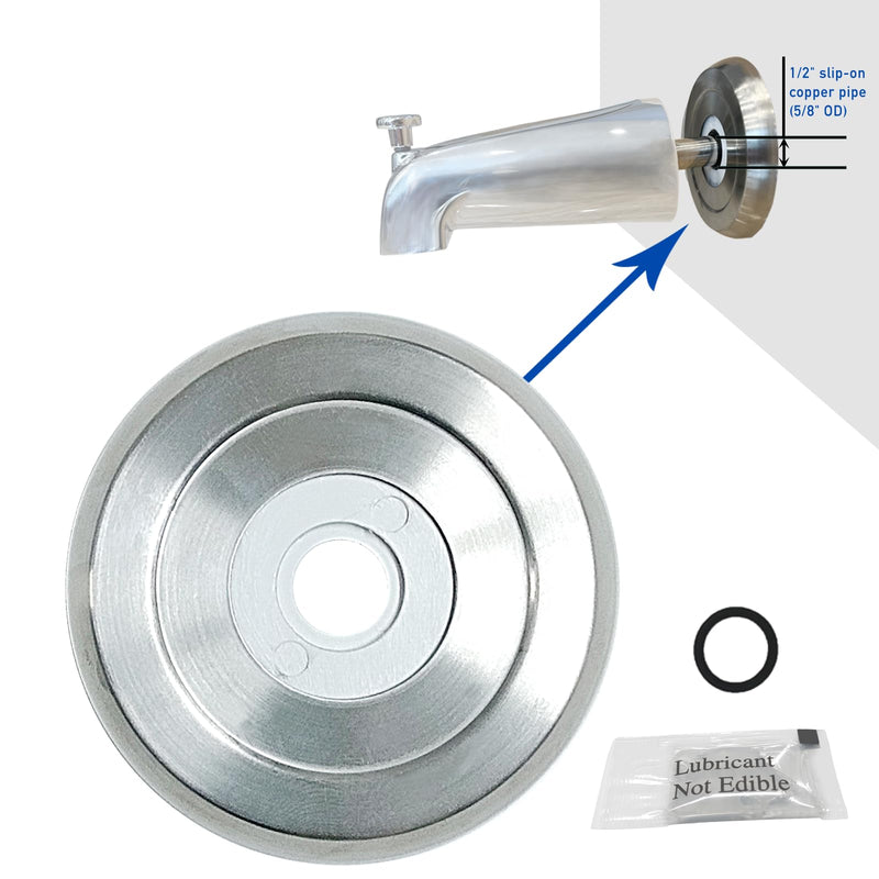 1/2" Thick Spacer for Tub Spout, Flange Trim Ring for Bath Faucet, Eschutcheon Cover Plate for Spigot with Split PVC Blocking Water, Shower Pipe Remodeling Sealer (304SUS-Brushed Nickel)