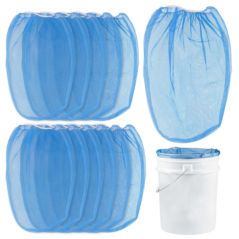 Master Elite 5 Gallon Paint & Liquid Strainer Filter Bag with Pure Blue Fine Nylon Mesh, Pack of 12 - Used in 5 Gallon Buckets, Disposable Filtering Bag, Elastic Top Opening - Hydroponics, Gardening 1