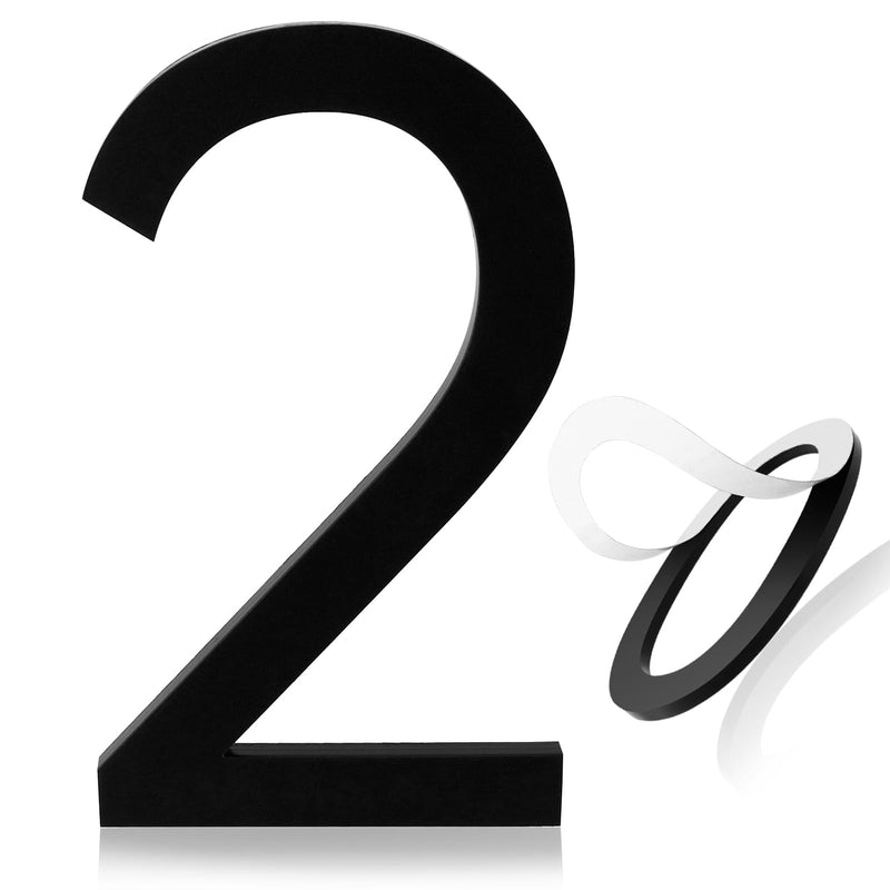 Self-adhesive House Number,5 Inch Black House Numbers, Acrylic Modern House Numbers for Outside, Street Numbers Mailbox Numbers Garden Door Address Numbers ,Apartments Office hotel, Easy Install 5 In Black 5in No 2