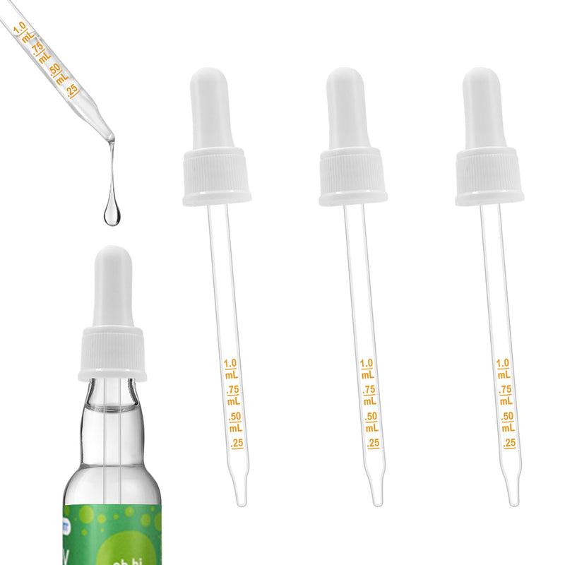 Glass Dropper Pipettes Compatible with Soda Stream Bubly Drops Flavors, 3PCS Flavoring Dropper 1ML Pipette with Graduated Dropper for Soda Stream Bubly Bottle White