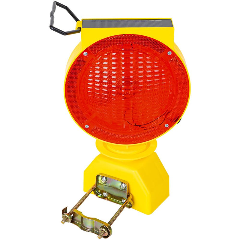 Solar Industrial Warning Lights,Wireless Waterproof Rechargeable Safety Barricade Warning Lights,Traffic Signal Flashing 2 Sided Visibility Amber LED for Road Construction and Vehicle Emergency Red