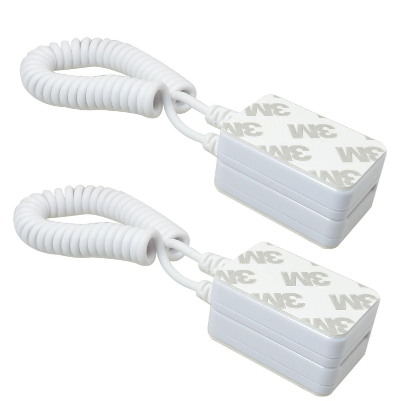 MEETOOT 2PCS Retractable Cable Lock Spring Loaded Cable Box White Square Security Chain Suitable for Remote Control and Tablet Showroom and Mobile Phone
