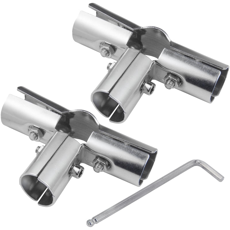 2 Sets 1inch,4 way Pipe Clamp, 4-way Metal Connectors, for 4-Way Pipe Clamp end Rail Clamps (for 1" or 25MM OD, Silver) 1inch 4 way pipe clamp