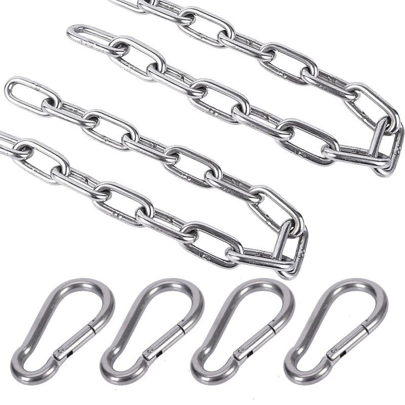 2Pcs Heavy Gate Chain Lock,Stainless Steel Gate Latches Link Lock with 4 Quick Locking Carabiner Clip Hooks for Livestock Horse Goat Cows Stall,Outdoor Fence Gate,20inch