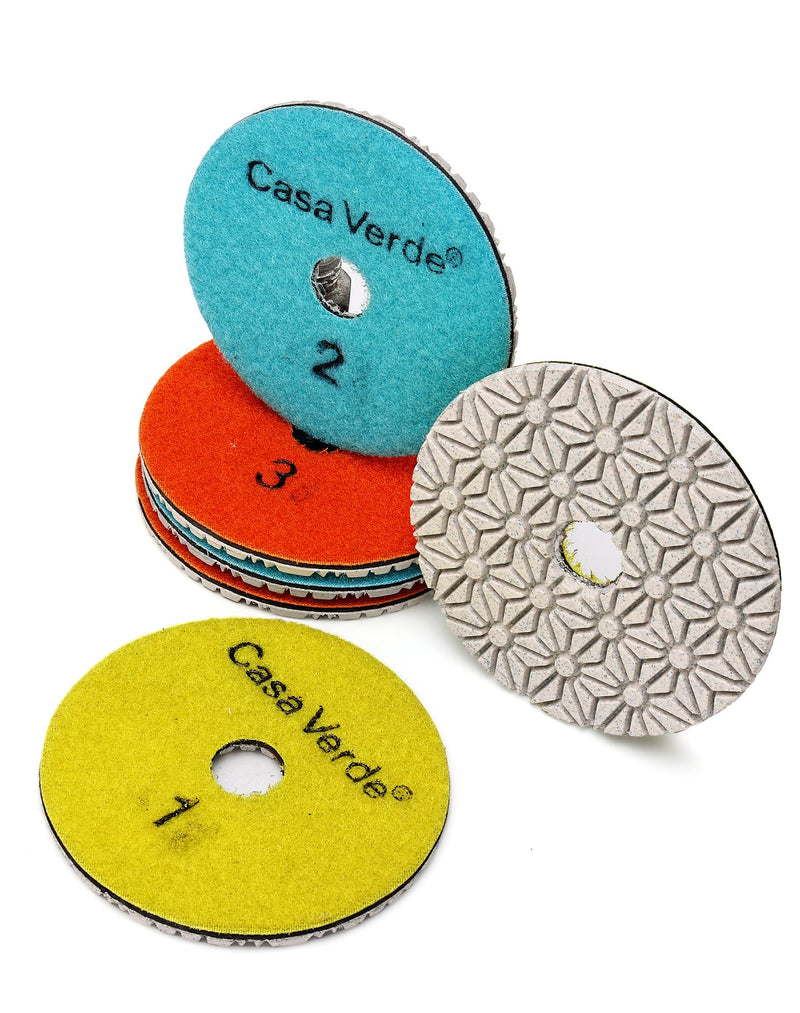 Casaverde 3 Step Diamond Polishing Pads 4 Inch Dry or Wet for Granite Marble 3-step polishing pads