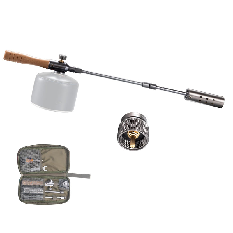 CAMPINGMOON Camping Grill Torch Dual Fuel Head Flame Adjustable for Charcoal Starter with Storage Case MT-3955/I-1010 (Propane + Isobutane) Propane + Isobutane