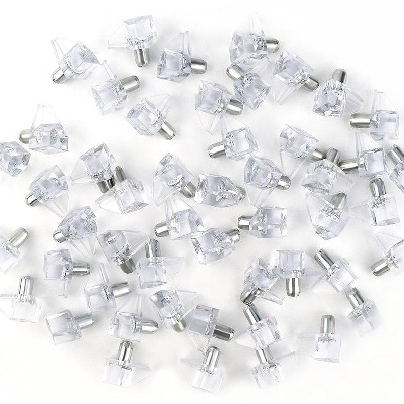50 Pcs Shelf Support Peg Clear Holder Pegs Support Cabinet Shelf Pins for Kitchen Furniture Shelves for Book Shelves Clear Plastic Replacement Pins medicine cabinet shelf Supports plastic shelf pegs