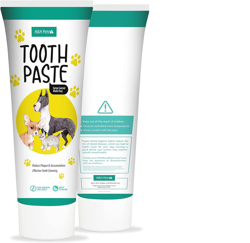 H&H Pets Dog Toothbrushes and Toothpaste Best Professional Cat & Dog Finger Tooth Brush, Dog Brush Set, Perfect for Dogs and Cats, Dog Supplies - Size Small 1 Count 3.5 Oz Toothpaste (100g) - PawsPlanet Australia